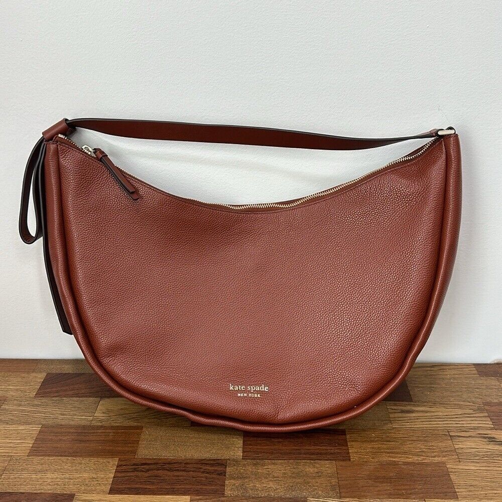 Kate Spade Smile Large Leather Shoulder Bag Purse Camel Tote NWOT Designer - Picture 2 of 11